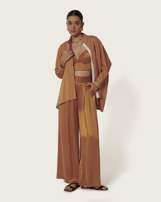 Karma Koma Top En Soie Moreau TOMETTE