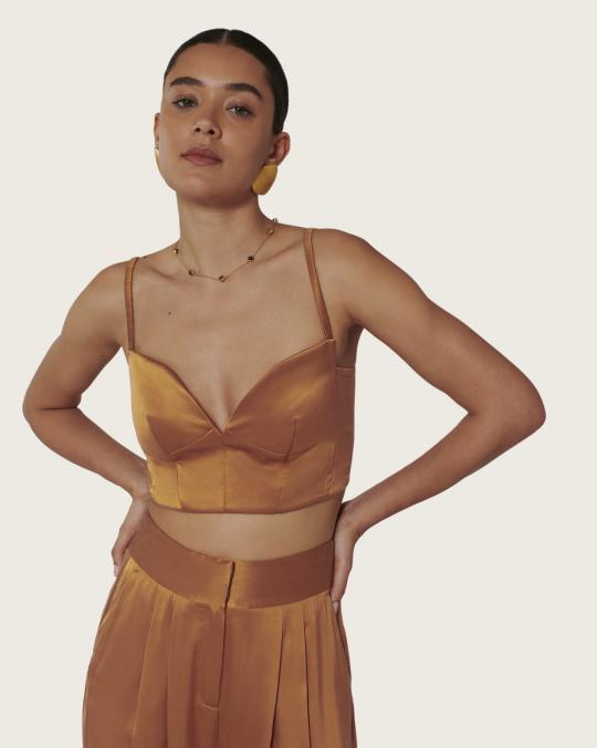 karma koma Top en soie Moreau TOMETTE