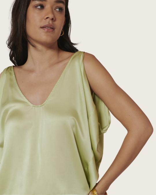 karma koma Top en soie Santa HK GREEN