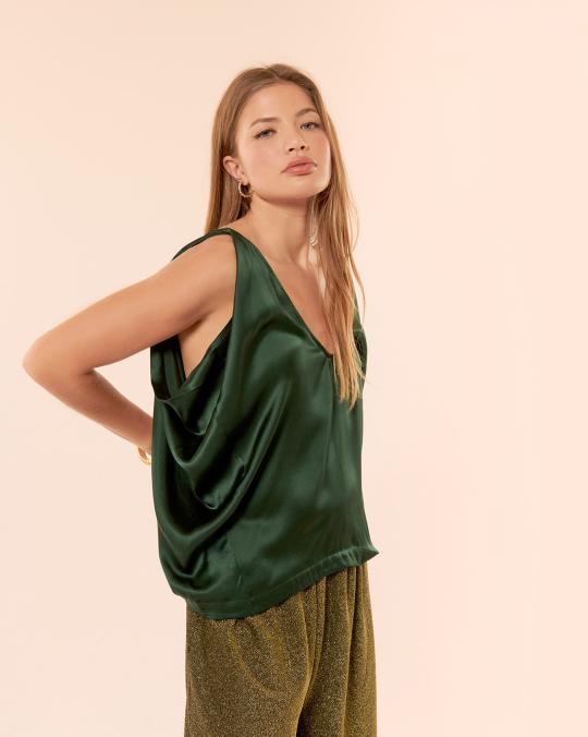 karma koma Top en soie Santa HK GREEN