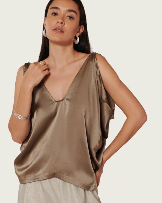 karma koma Top en soie Santa HK GREEN