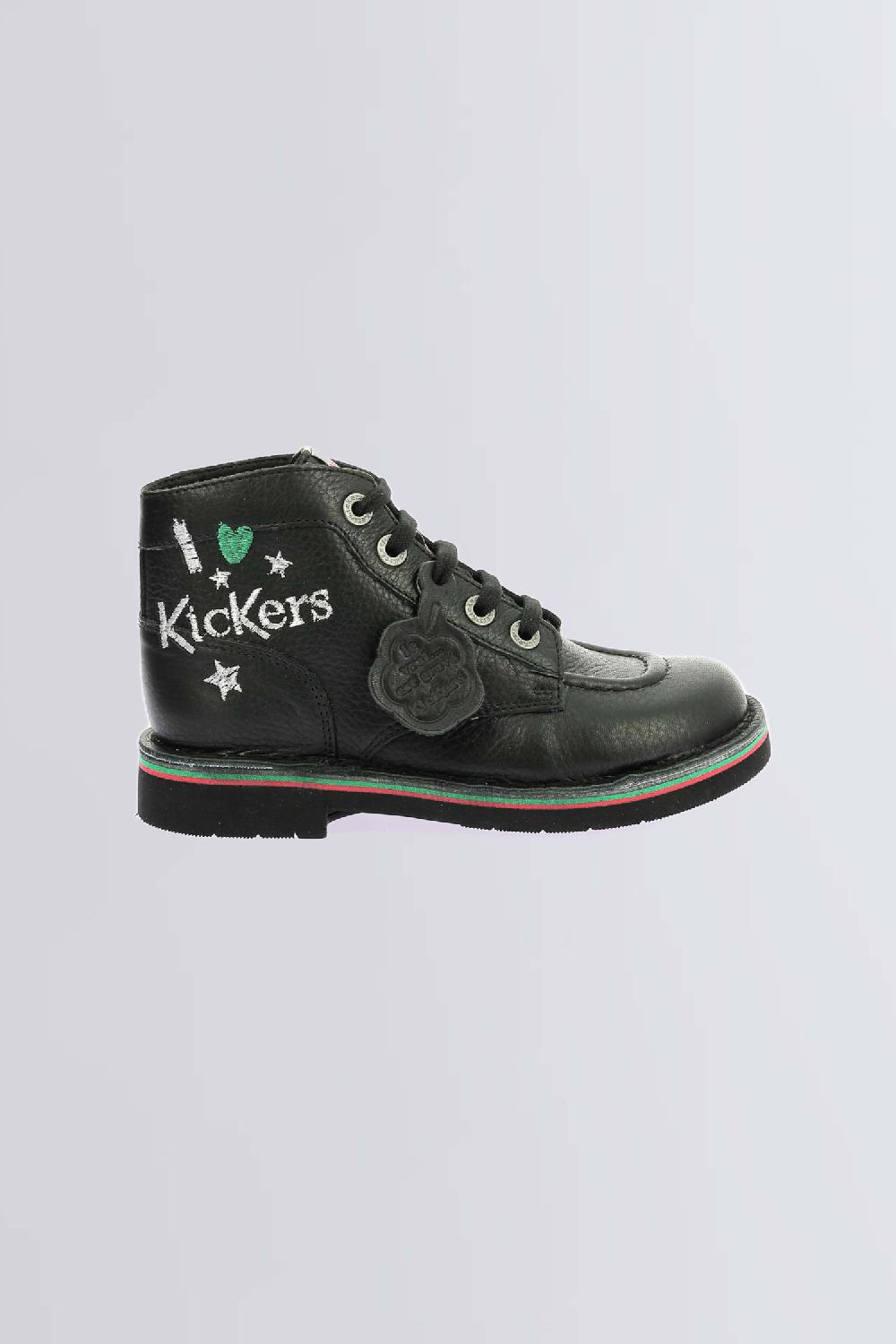 Kickers Kick Col Noir Broderie Coeur