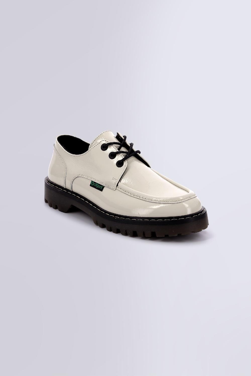 kickers KICK DECKLOW BLANC CASSE VERNIS