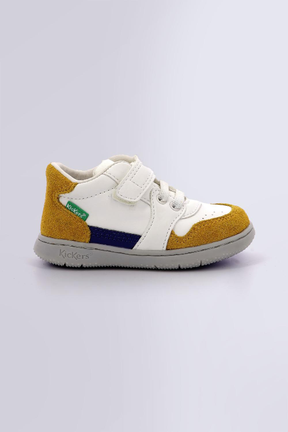 Kickers Kickbuvar Blanc Camel Bleu