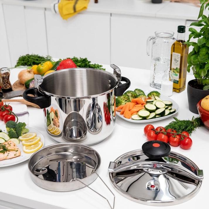 Kitchen Move Autocuiseur Cocotte Minute à étrier Ø22cm 6L CLASSIQUE En Acier Inox Avec Panier Cuisson