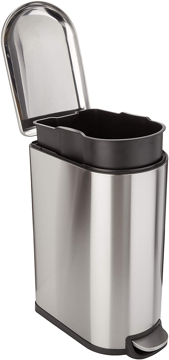 Kitchen Move Poubelle Cuisine étroite à Pédale En Acier 40L FULLER En Inox Brossé Design