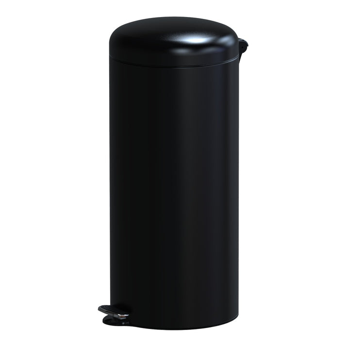 Kitchen Move Poubelle De Cuisine à Pédale Basique Chic Cylindrique 30L URBAN Noir Mat En Acier Inox Avec Seau