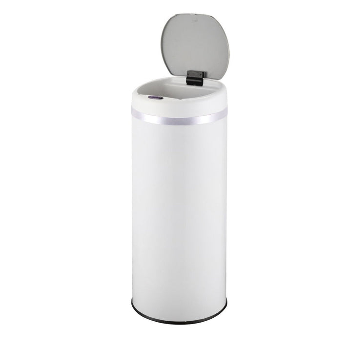 Kitchen Move Poubelle De Cuisine Automatique 42L SOHO Blanc Mat En Acier INOX Avec Cerclage