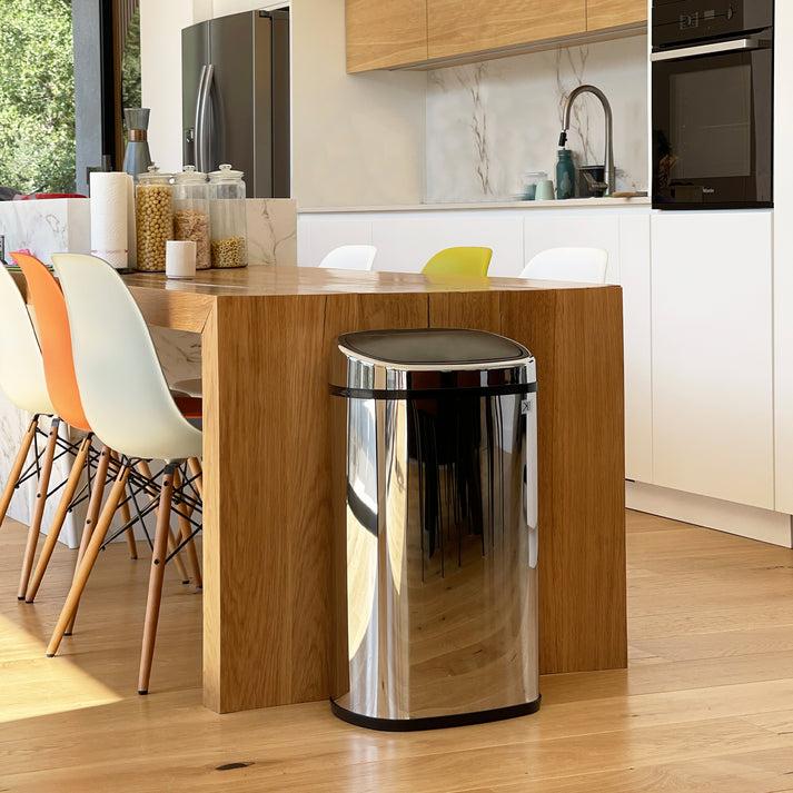 Kitchen Move Poubelle De Cuisine Push 50L CITY En Acier Inox Avec Cerclage Ouverture Par Simple Pression