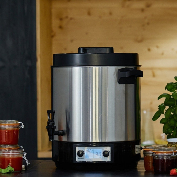 kitchen move Stérilisateur électrique inox 31 litres 2100 W REDWOOD avec affichage digital LCD et Robinet Température réglable et timer