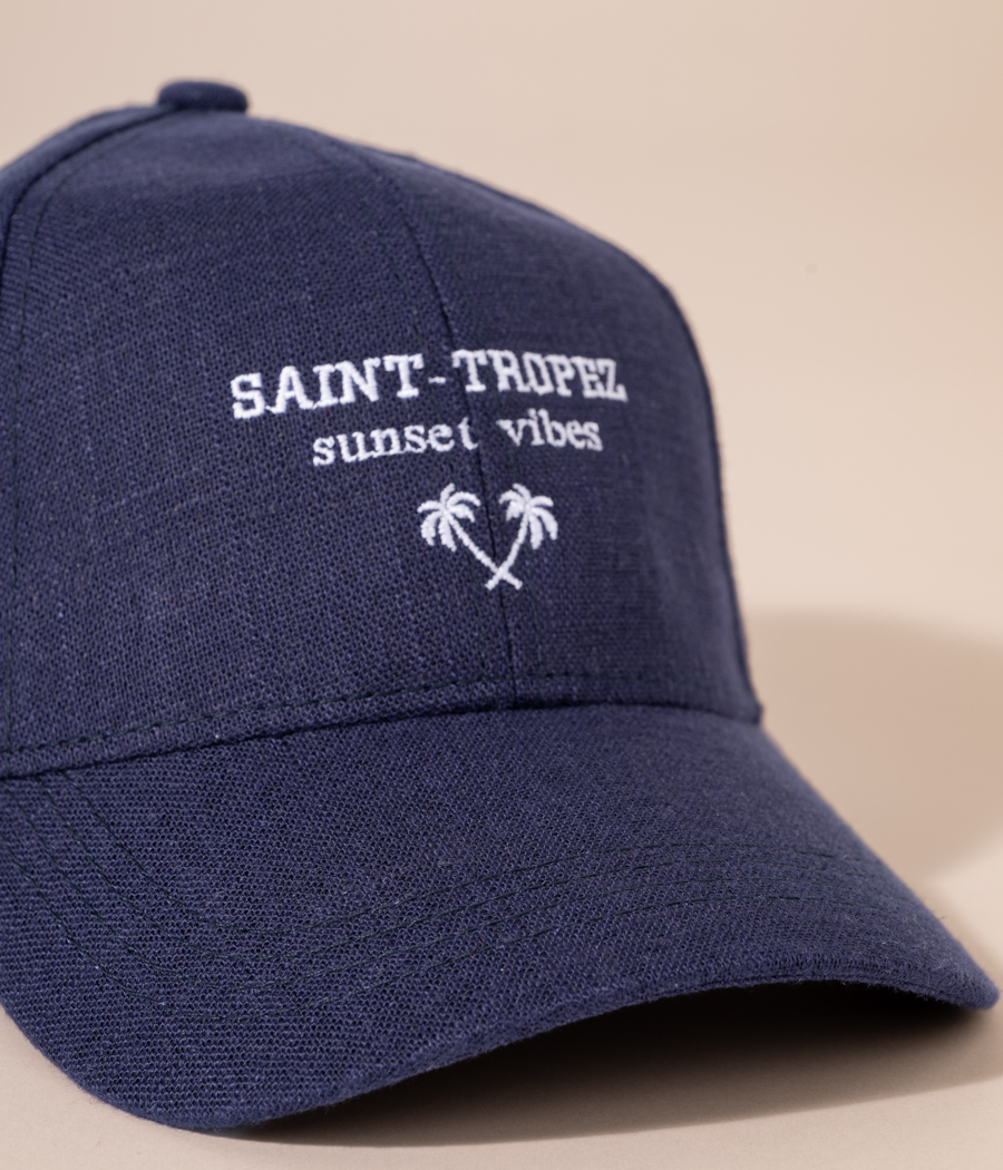 Kiwi Saint Tropez Casquette Lin Brodée Sunset Vibes