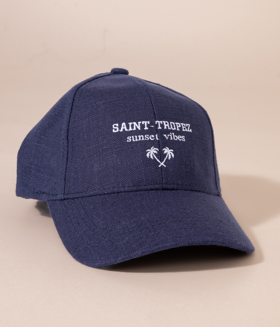 kiwi saint tropez Casquette lin brodée Sunset Vibes