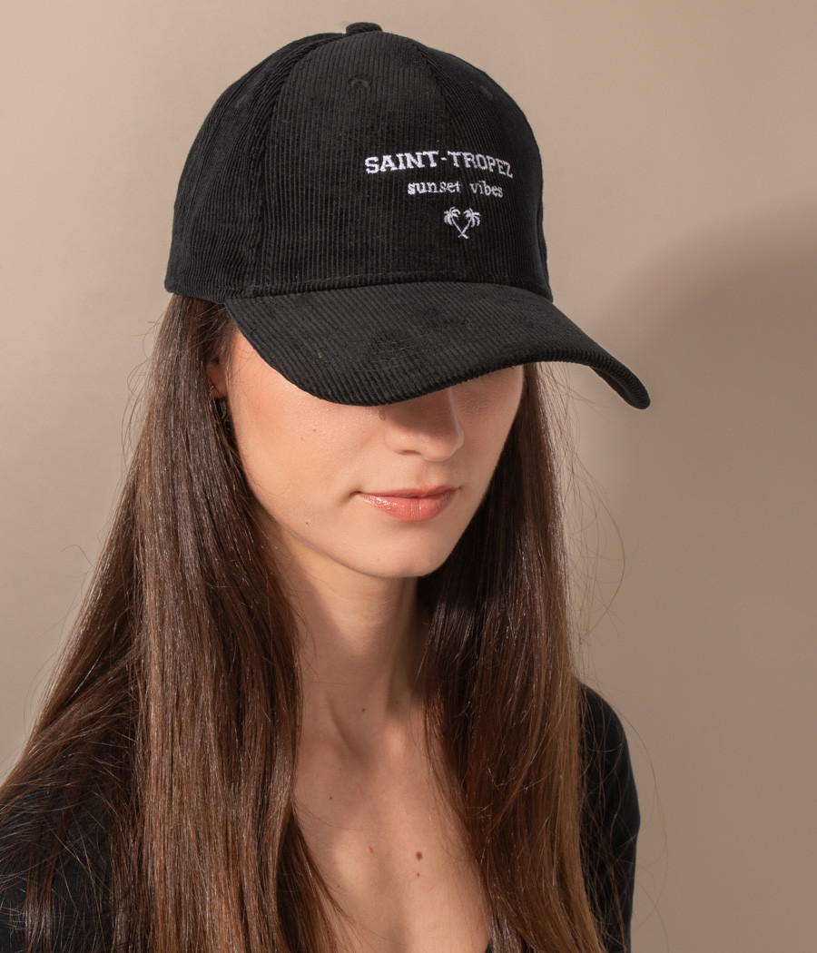 kiwi saint tropez Casquette velours côtelé brodée fin
