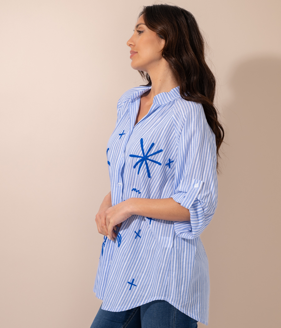 Kiwi Saint Tropez Chemise Femme Bollywood Brodée Rayée