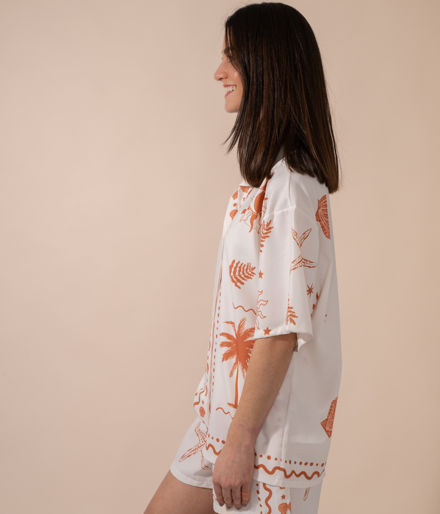 Kiwi Saint Tropez Chemise Femme Coquillage Manches Courtes