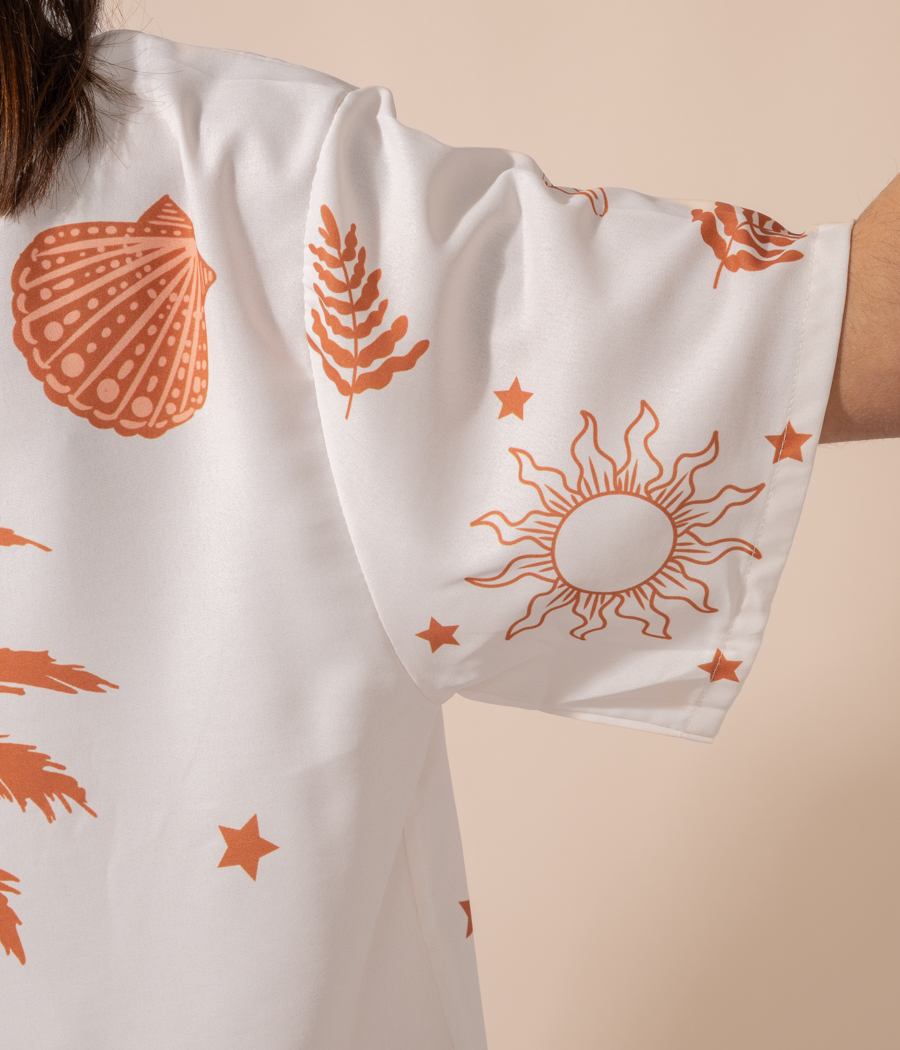 Kiwi Saint Tropez Chemise Femme Coquillage Manches Courtes