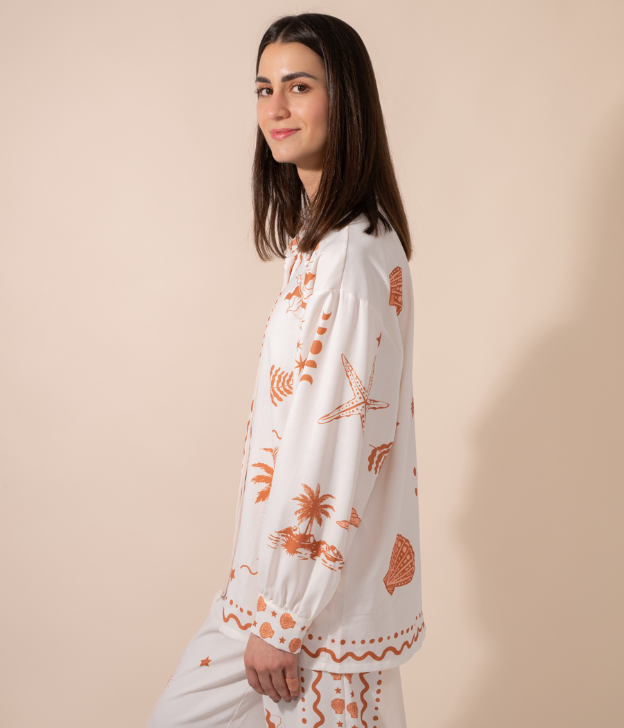 kiwi saint tropez Chemise femme Coquillage manches longues