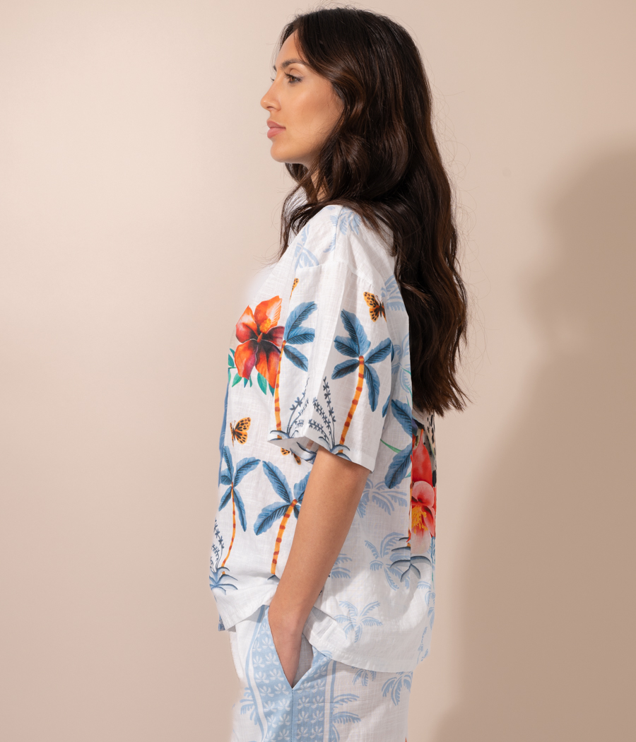 Kiwi Saint Tropez Chemise Femme Manches Courtes Jungle