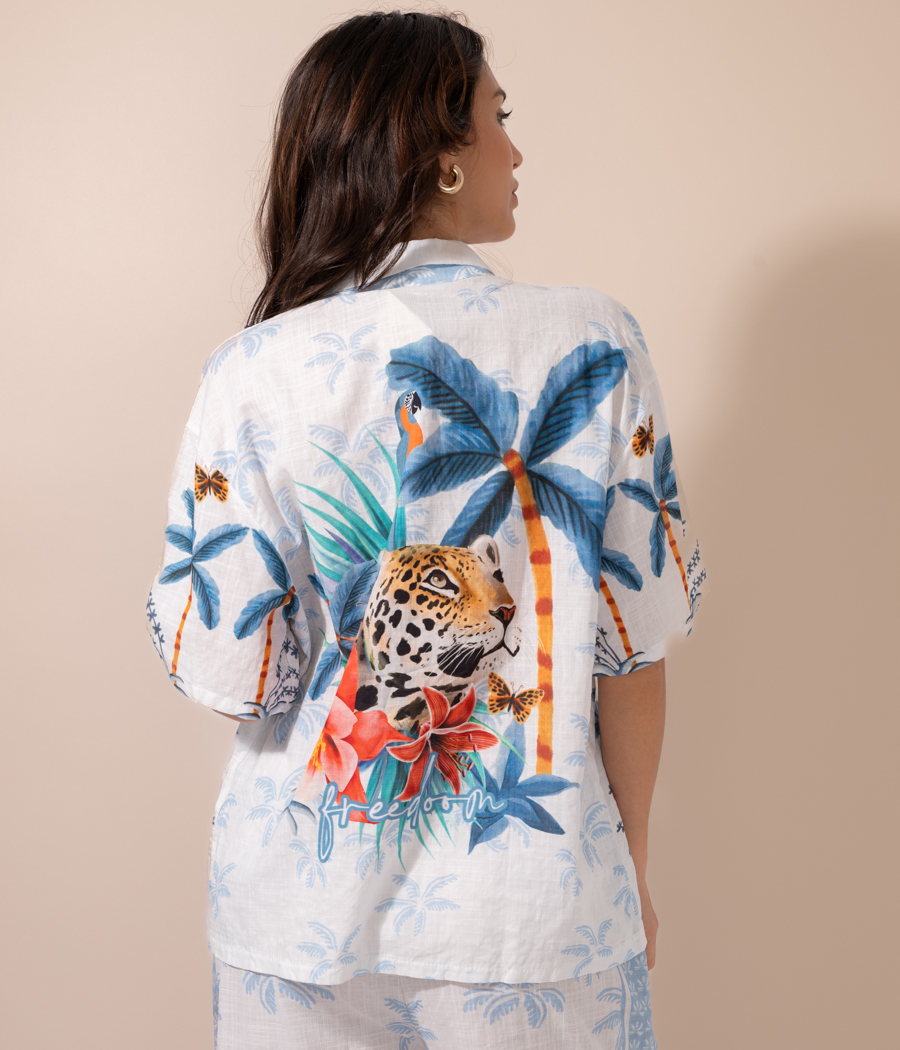 Kiwi Saint Tropez Chemise Femme Manches Courtes Jungle