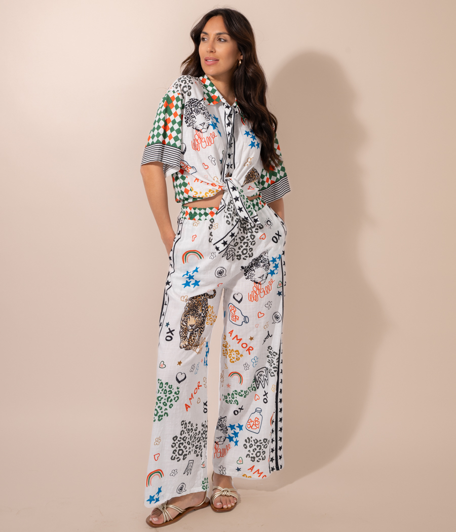 Kiwi Saint Tropez Chemise Femme Manches Courtes Leopard