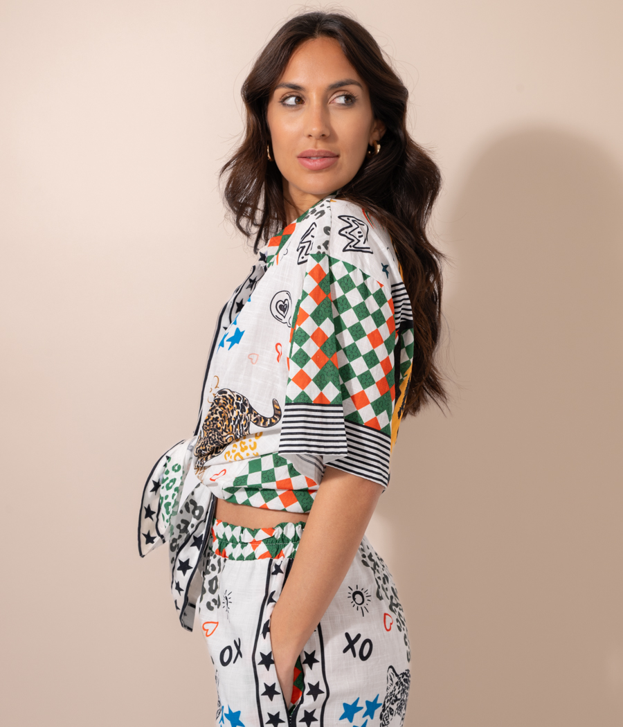 kiwi saint tropez Chemise femme manches courtes Leopard