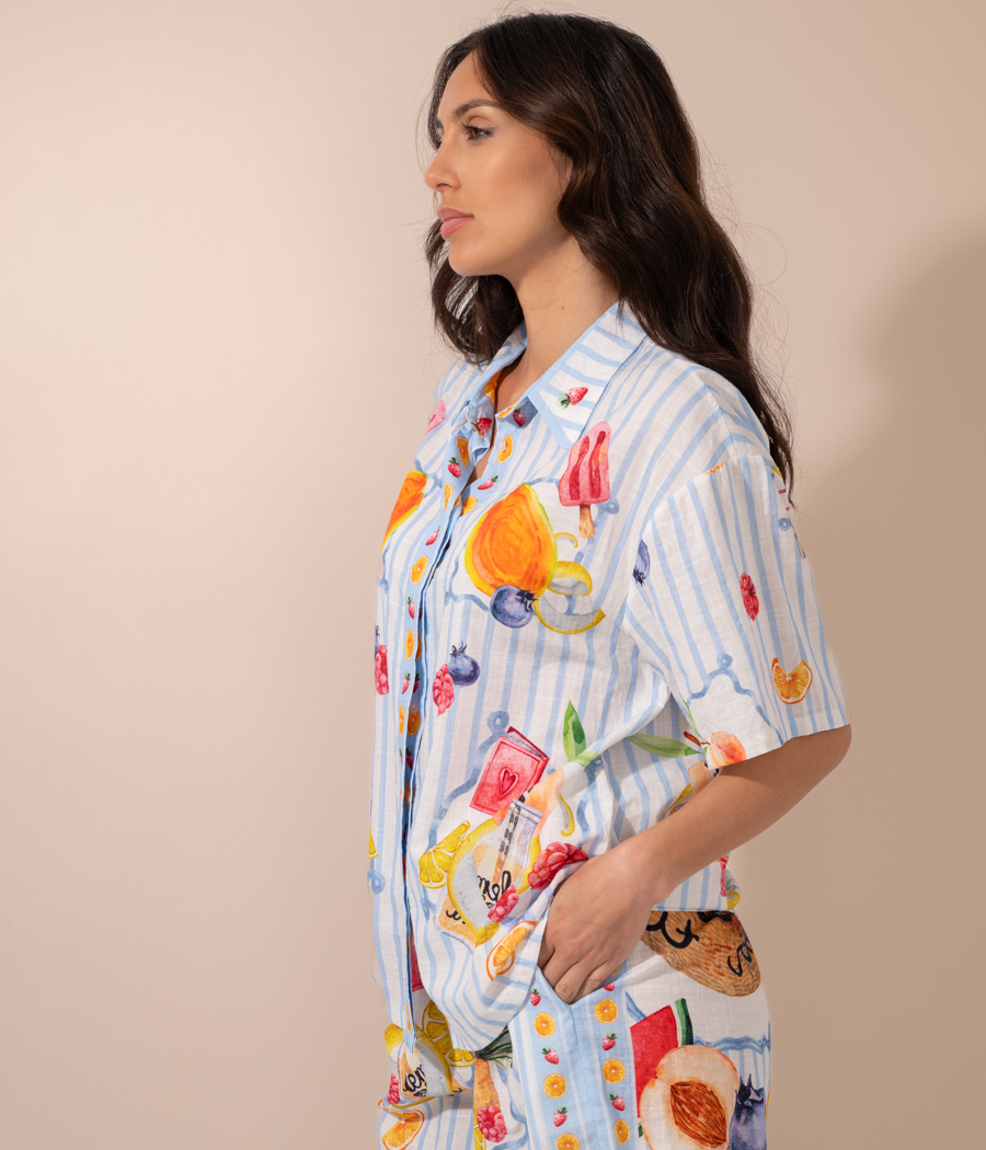 Kiwi Saint Tropez Chemise Femme Manches Courtes Summer