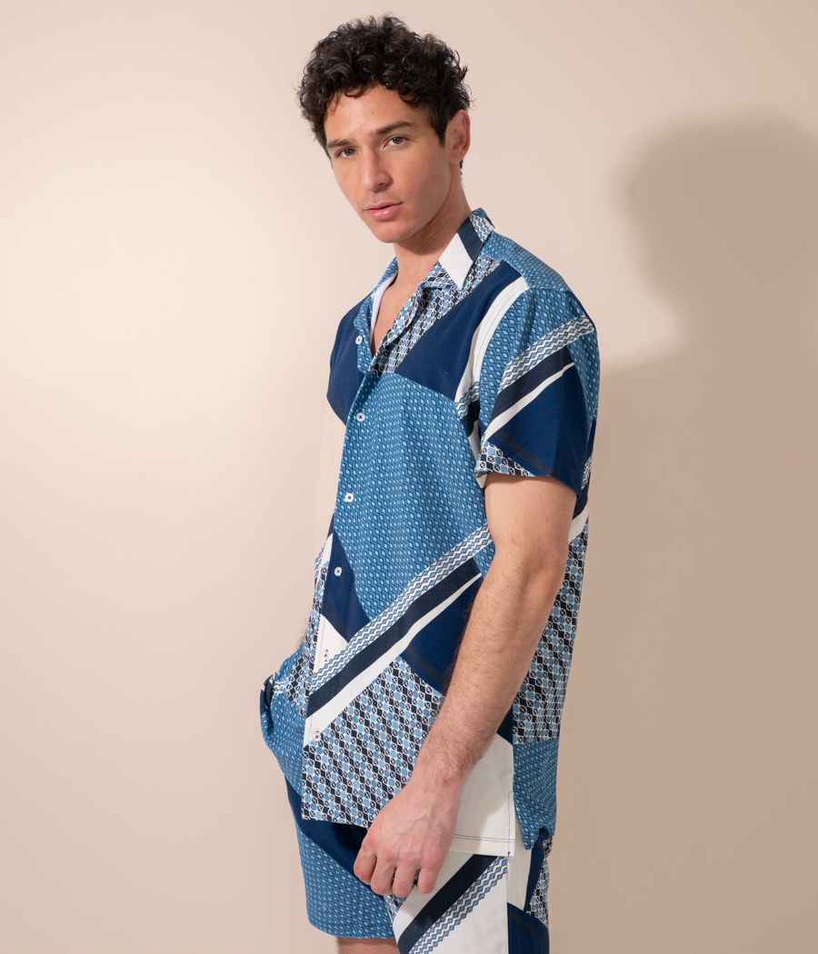 Kiwi Saint Tropez Chemisette Homme Bowling Patchwork