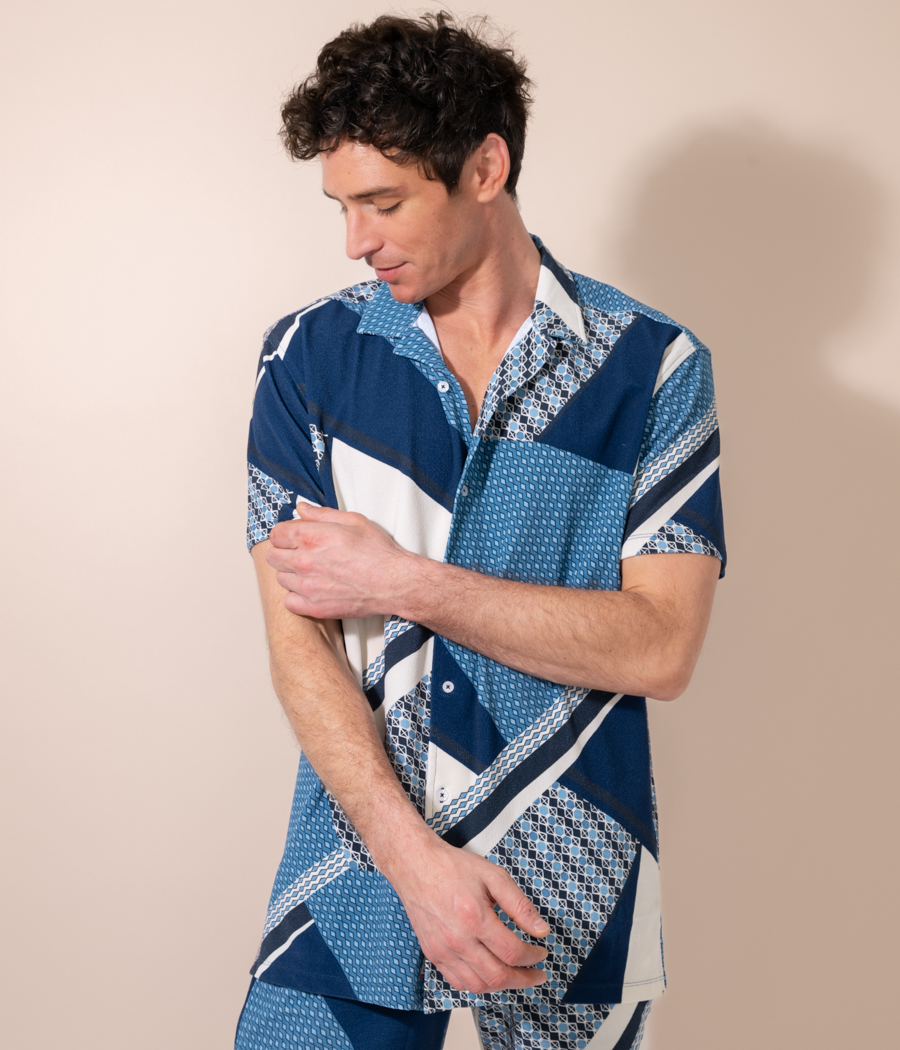 kiwi saint tropez Chemisette homme bowling Patchwork