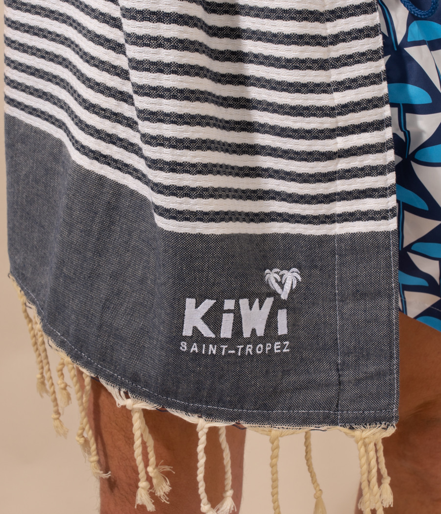 Kiwi Saint Tropez Fouta Serviette Rayée Blanc-marine