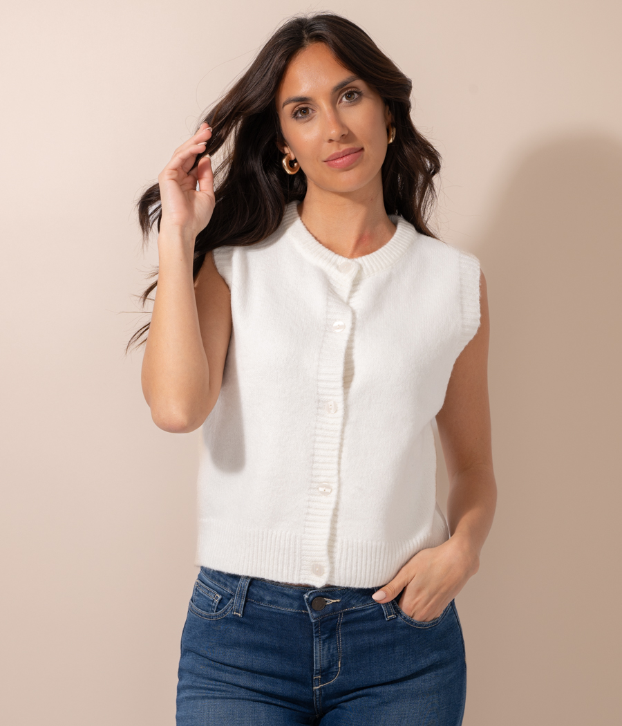 Kiwi Saint Tropez Gilet Femme Bouton Sans Manches Rose