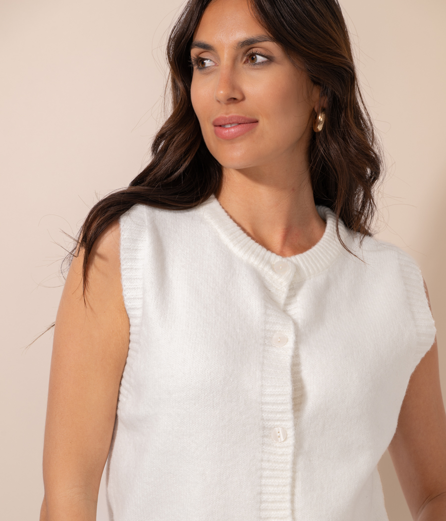 kiwi saint tropez Gilet femme bouton sans manches Rose