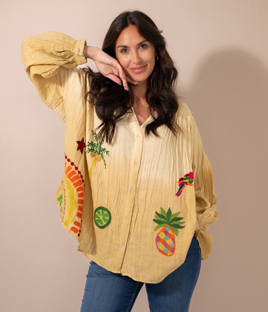 kiwi saint tropez Blouse femme brodée Moment