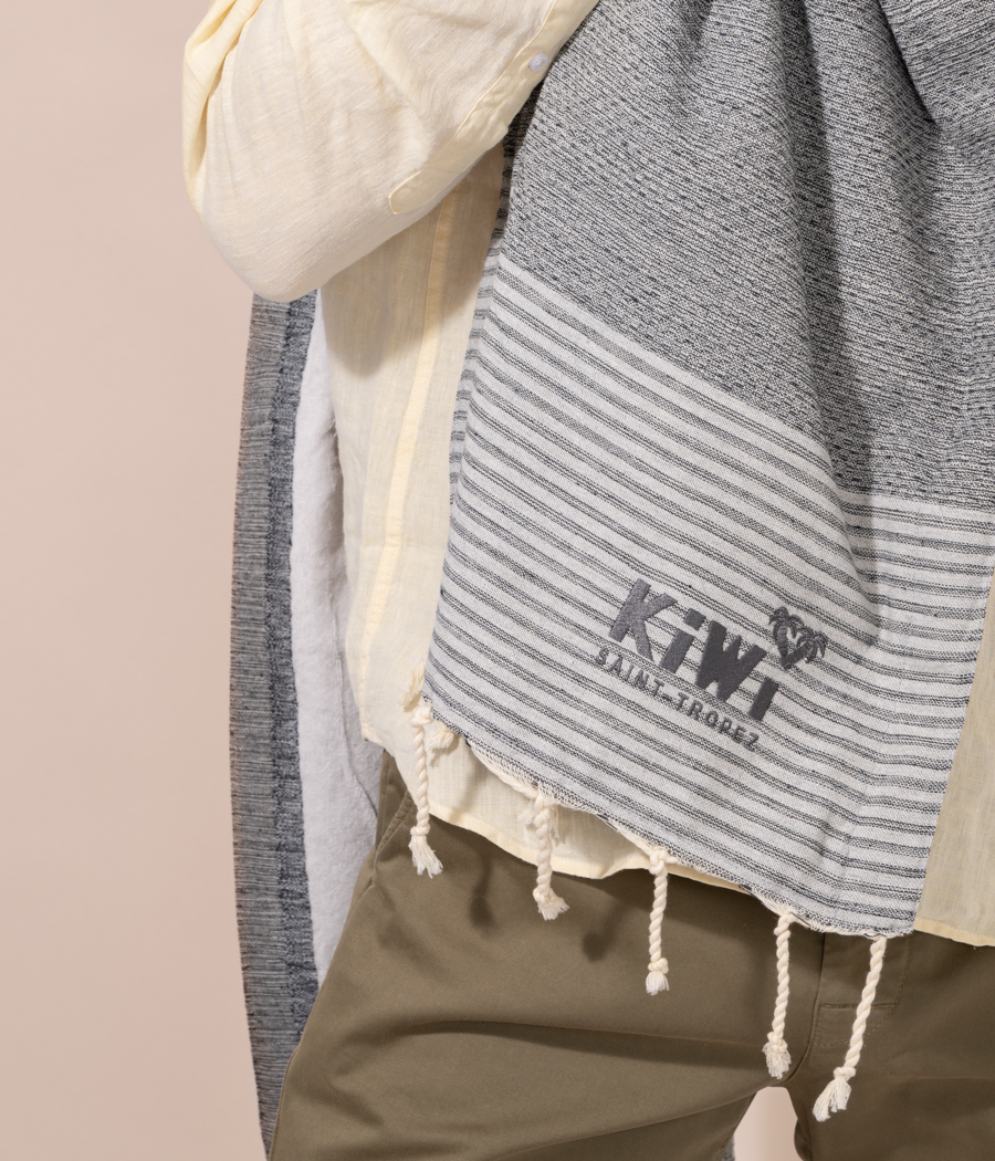 Kiwi Saint Tropez Fouta Serviette Marin Rayée
