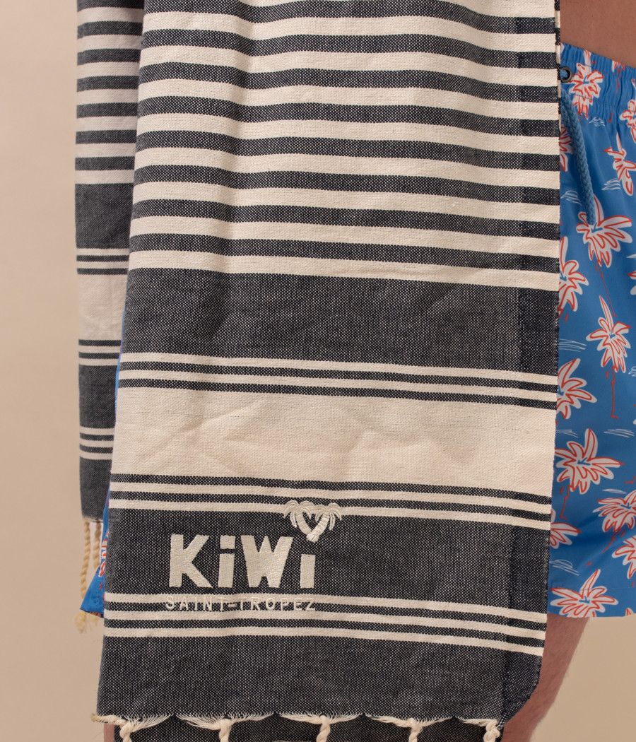 Kiwi Saint Tropez Fouta Simple Rayée Blanc-marine