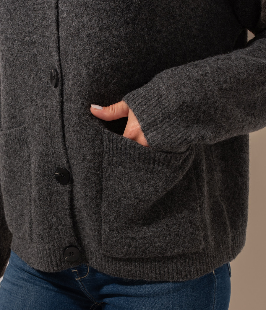 Kiwi Saint Tropez Gilet Femme Bouton Col Rond Rose