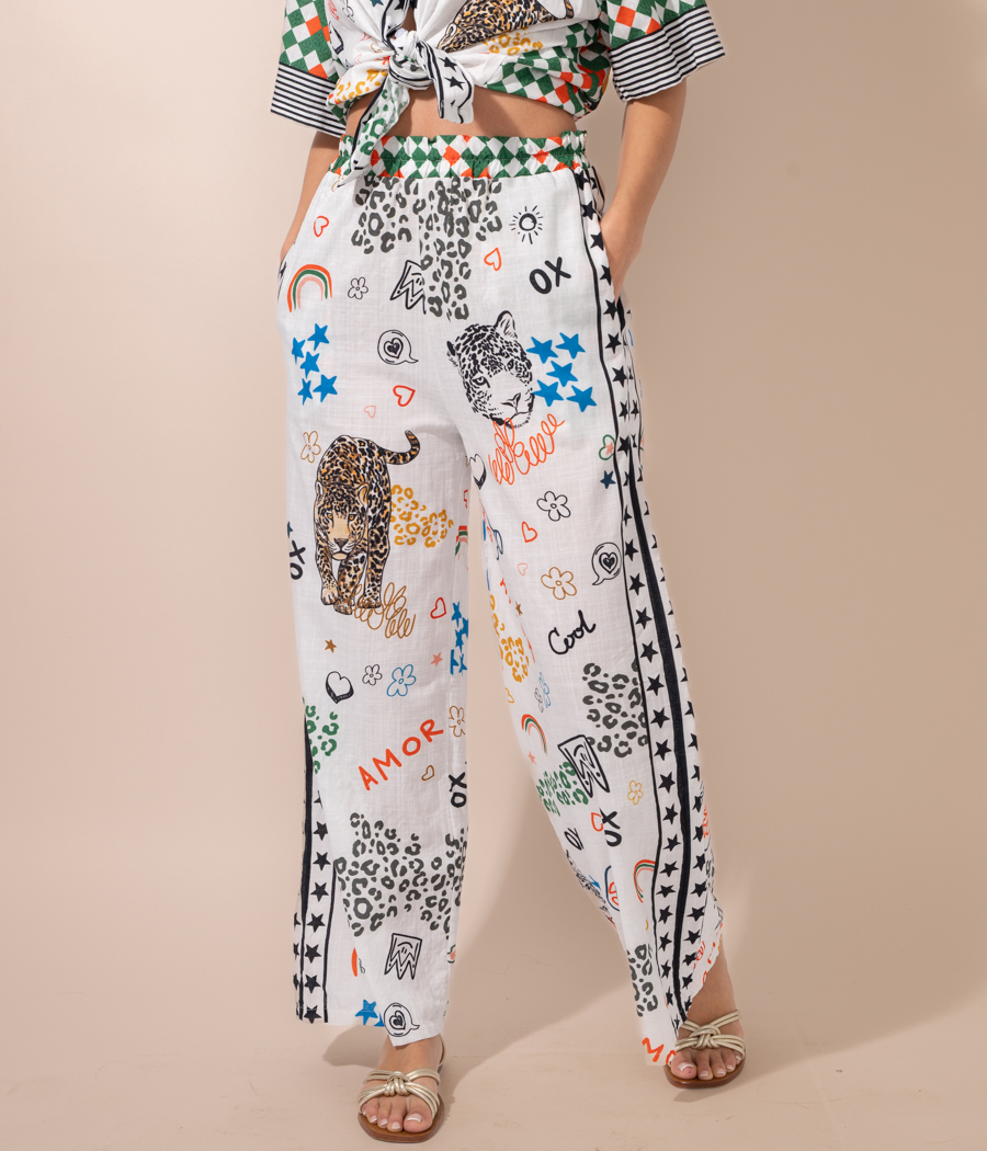 kiwi saint tropez Pantalon femme Léopard