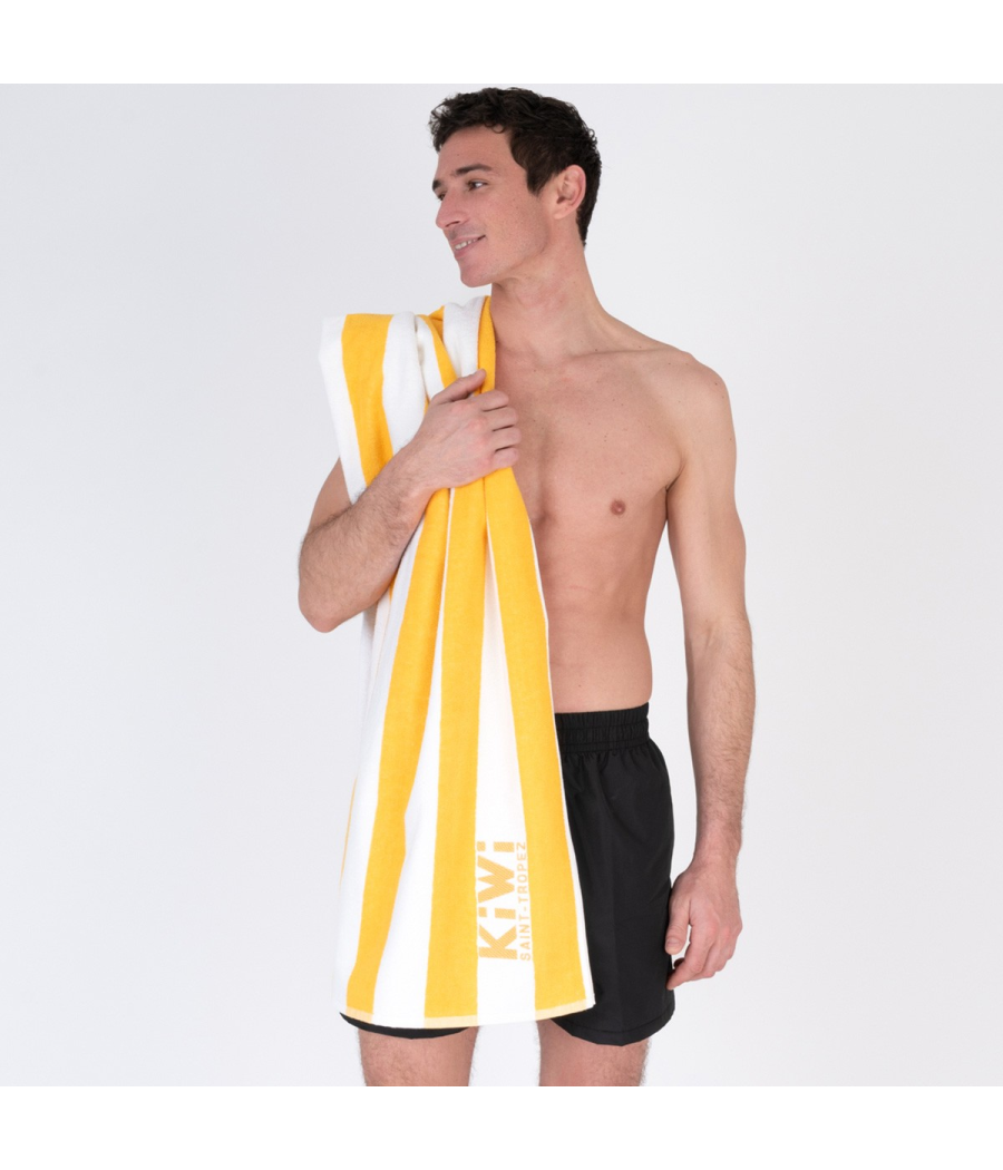 kiwi saint tropez Serviette de plage rayée jaune
