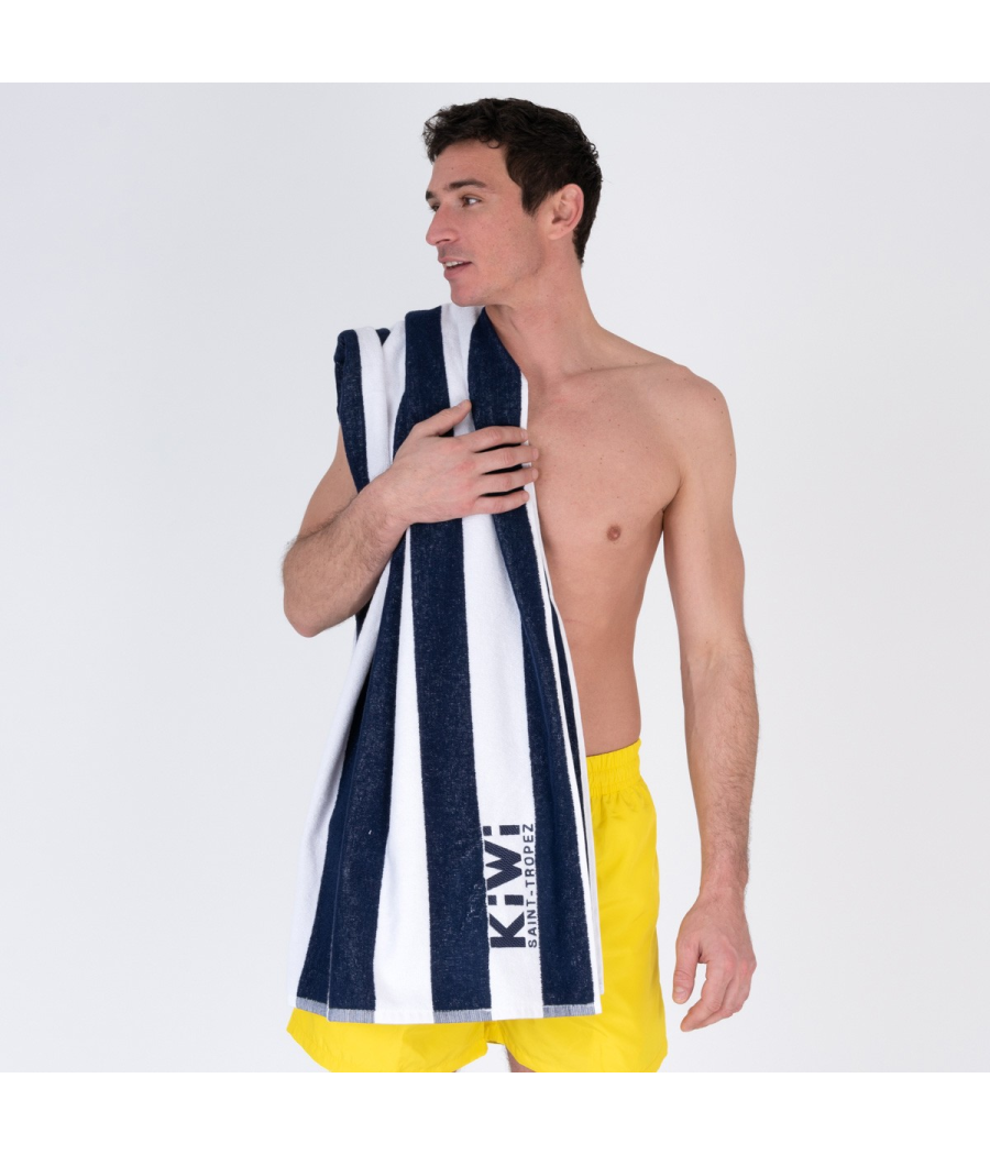 kiwi saint tropez Serviette de plage rayée marine