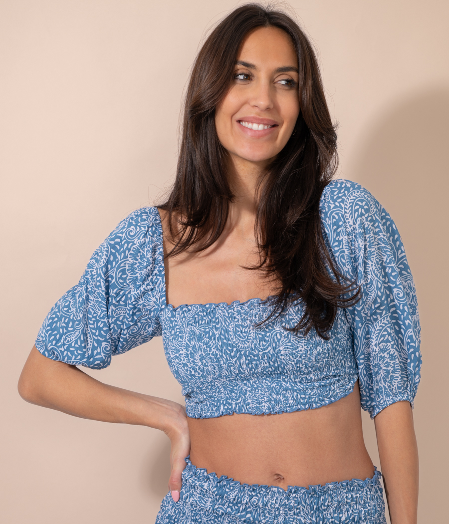 kiwi saint tropez Top femme cropped Creole Rosace