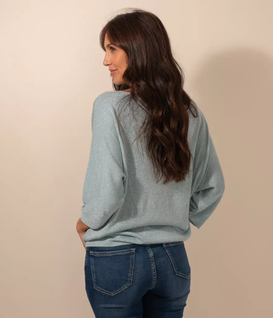 Kiwi Saint Tropez Top Femme Lurex Col Rond