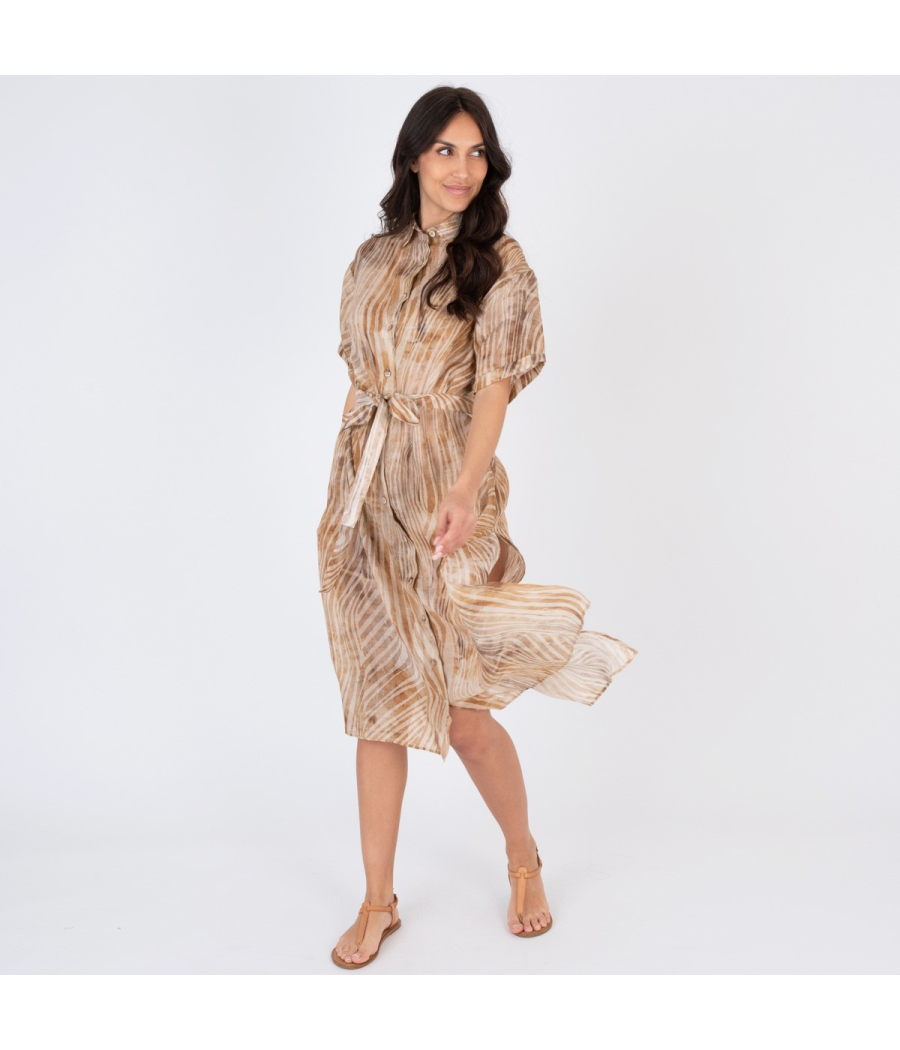 Kiwi Saint Tropez Liquette Femme Manches Courtes Zebra Terracotta