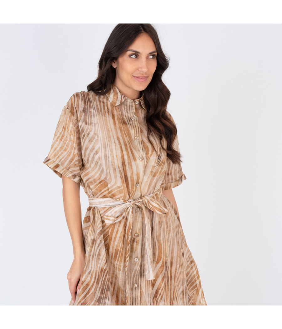 Kiwi Saint Tropez Liquette Femme Manches Courtes Zebra Terracotta