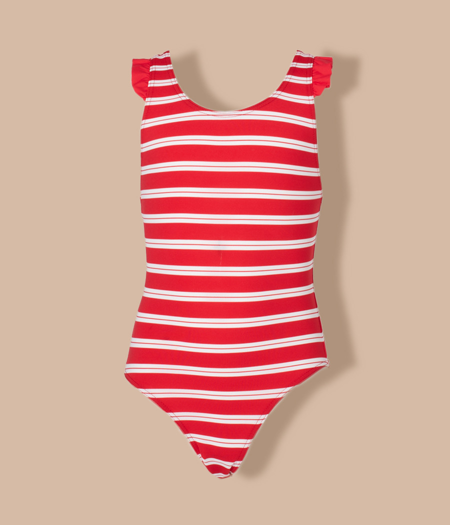 kiwi saint tropez Maillot 1 pièce fille froufrou Riviera rouge (Exclu web)