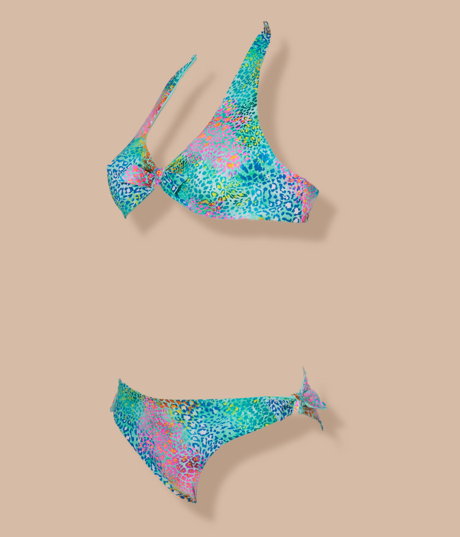 kiwi saint tropez Maillot 2 pièces fille triangle Cheetah