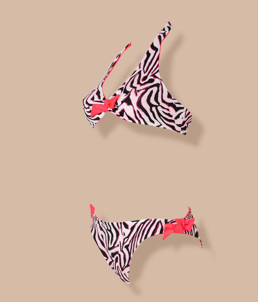 kiwi saint tropez Maillot 2 pièces fille triangle Zebra