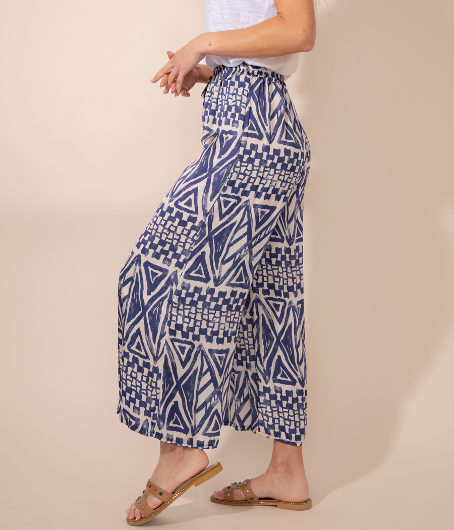 Kiwi Saint Tropez Pantalon Femme Satin Imprimé Batik