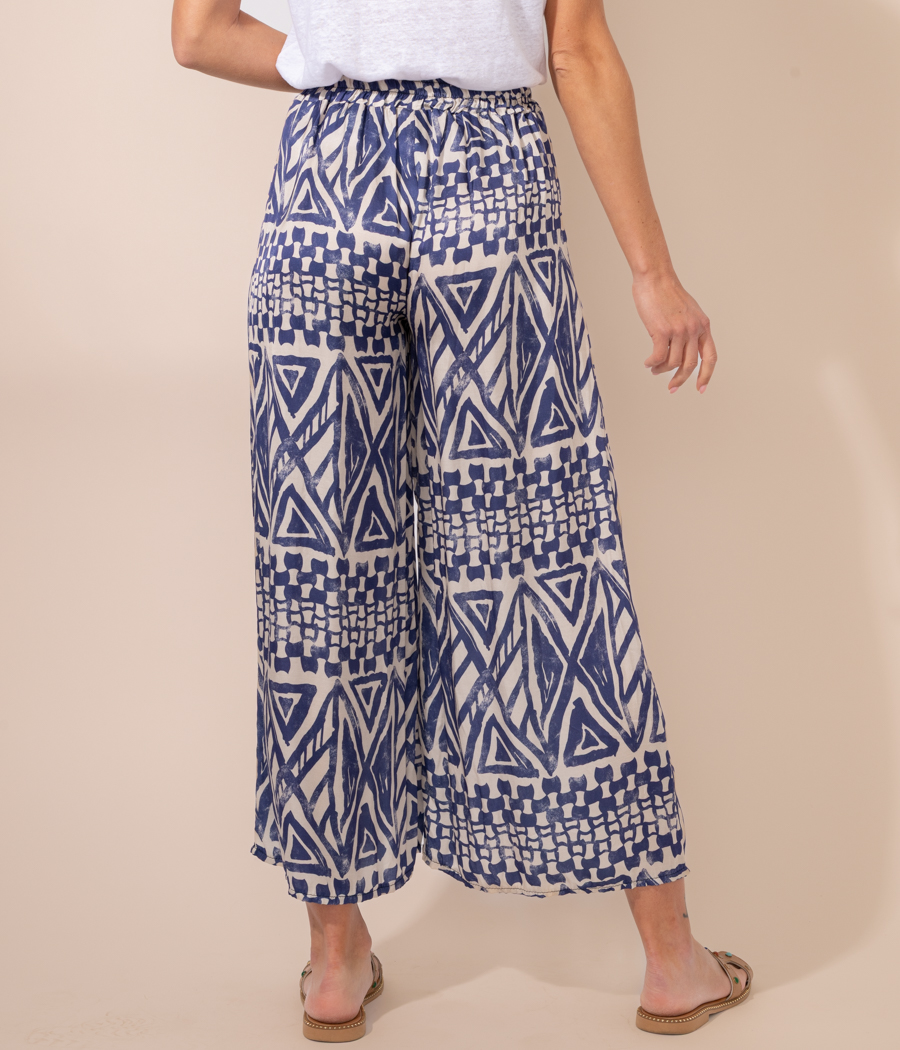 Kiwi Saint Tropez Pantalon Femme Satin Imprimé Batik