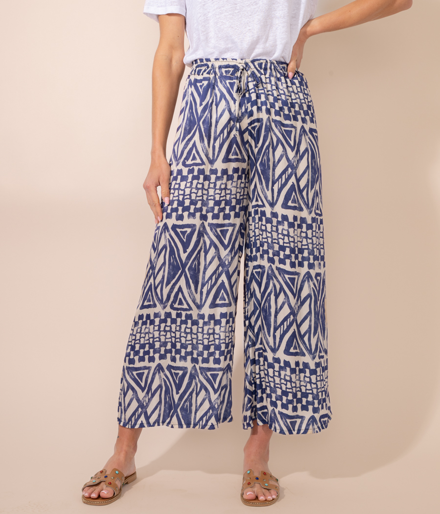 kiwi saint tropez Pantalon femme satin imprimé Batik