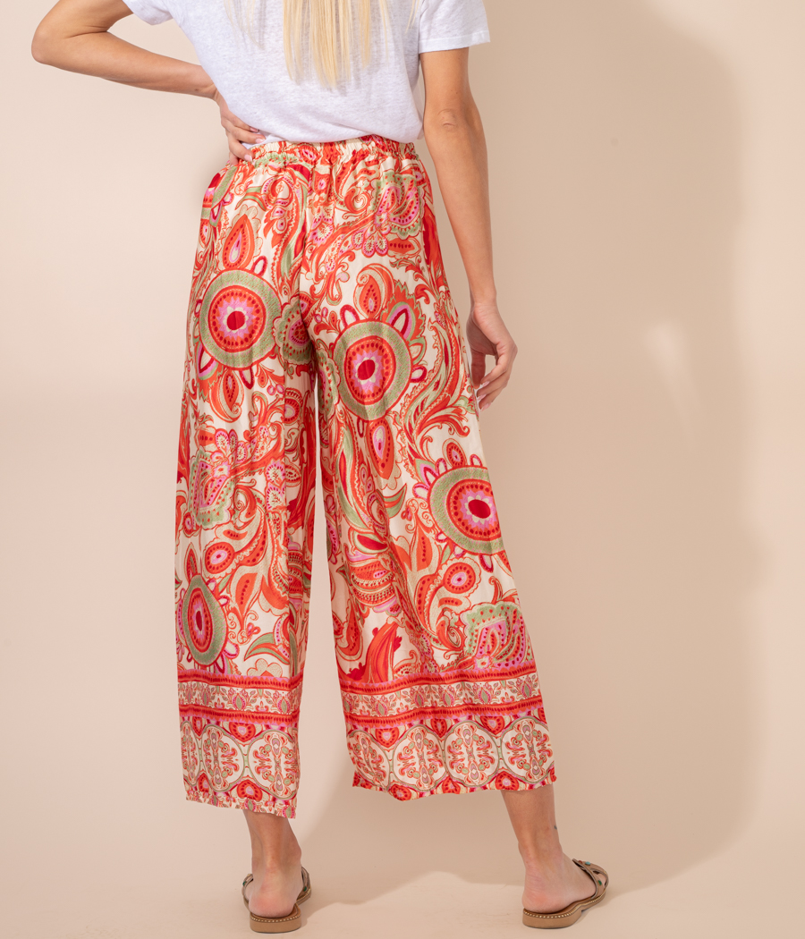 Kiwi Saint Tropez Pantalon Femme Satin Imprimé Cachemire