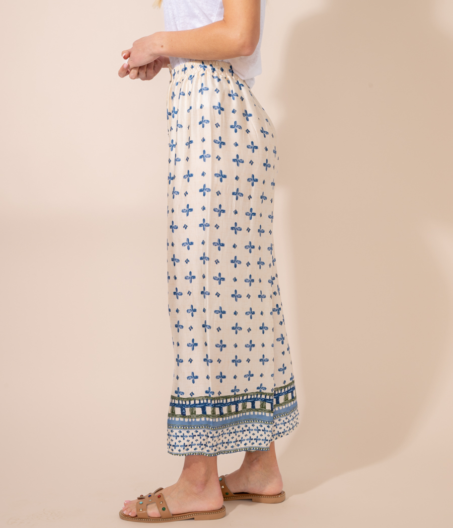 Kiwi Saint Tropez Pantalon Femme Satin Imprimé Frise